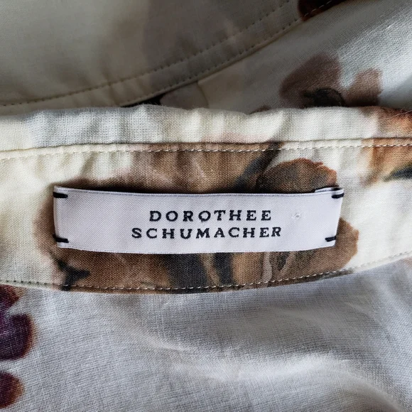 DOROTHEE SCHUMACHER ABSTRACT FLORAL NEUTRAL HIGH, LOW BLOUSE SIZE S/M - Picture 12 of 16